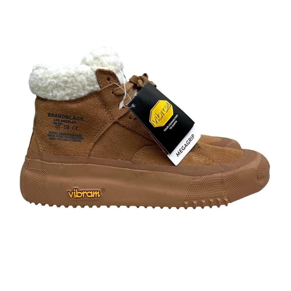 BrandBlack Womens Sneaker Capo Sherpa Trim Vibram MegaGrip Soles Lace Up Sz 7.5